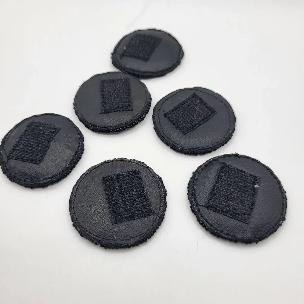 Set of 6 Silver Appliques Leather Backing Beaded Applique velcroo  1.5in